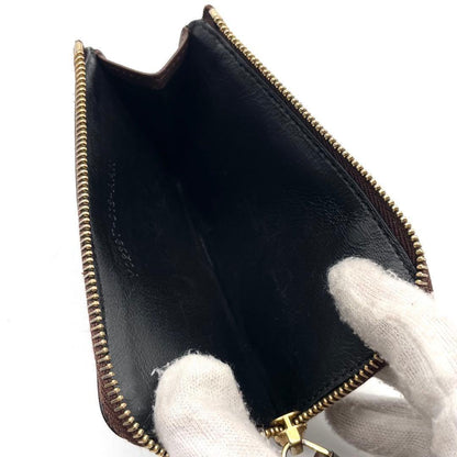 TOM FORD Coin Case Card Holder Wallet Purse Compact Leather Brown Authentic