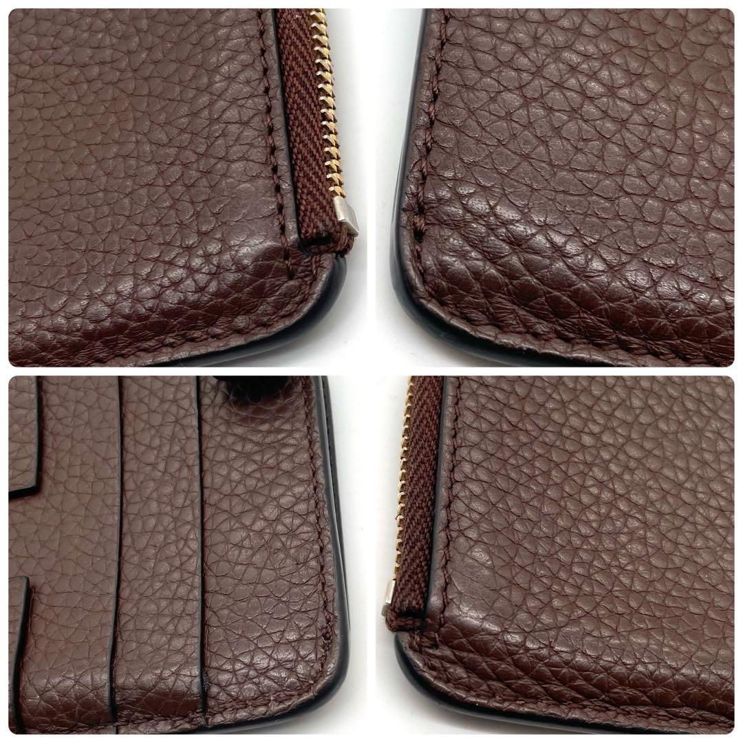 TOM FORD Coin Case Card Holder Wallet Purse Compact Leather Brown Authentic