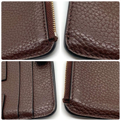 TOM FORD Coin Case Card Holder Wallet Purse Compact Leather Brown Authentic