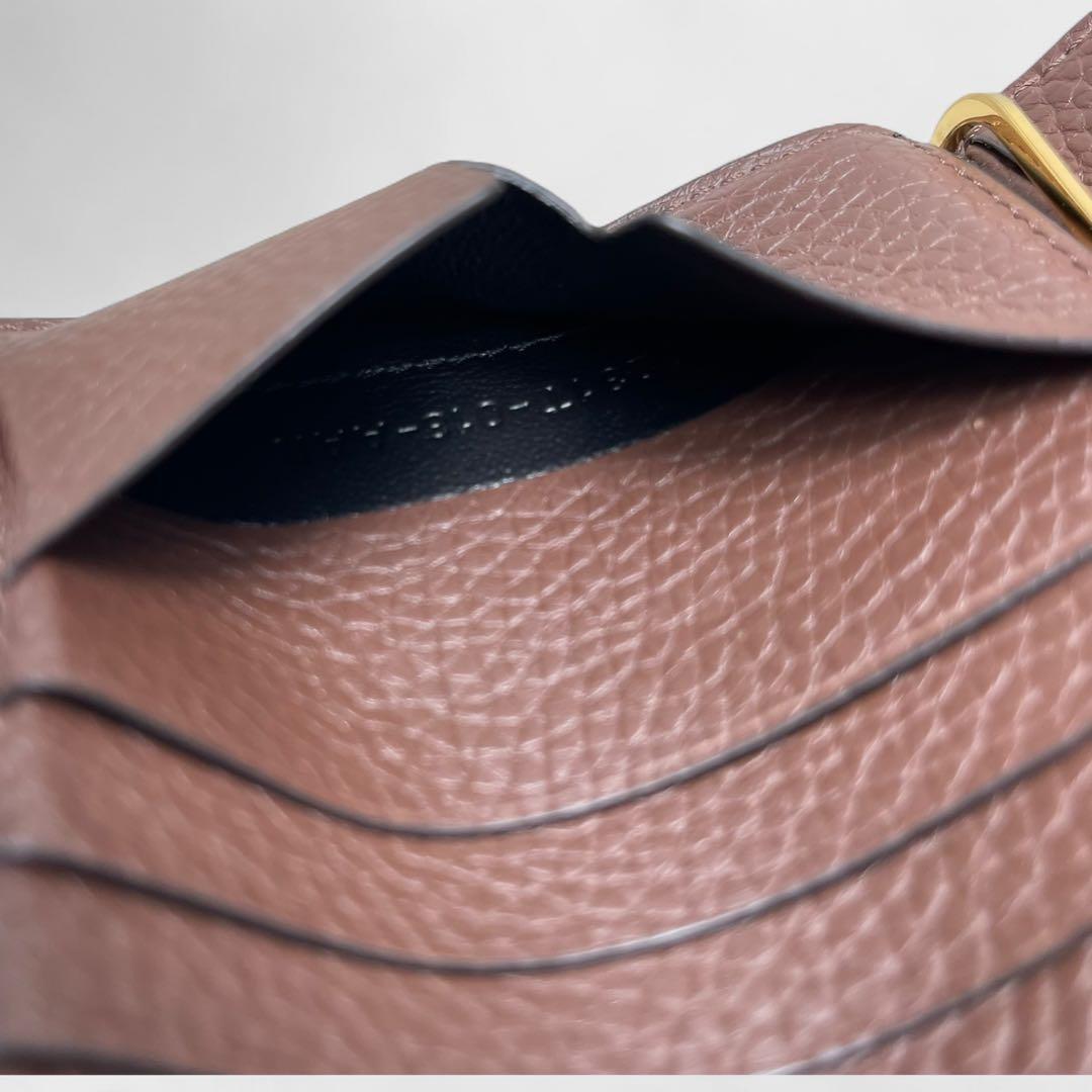 TOM FORD Money Clip Bi-fold Wallet Flap Compact Purse Leather Brown Authentic