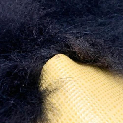 FENDI Bag Charm Key Holder Monster Bugs Eye Strap Leather Black Yellow Authentic