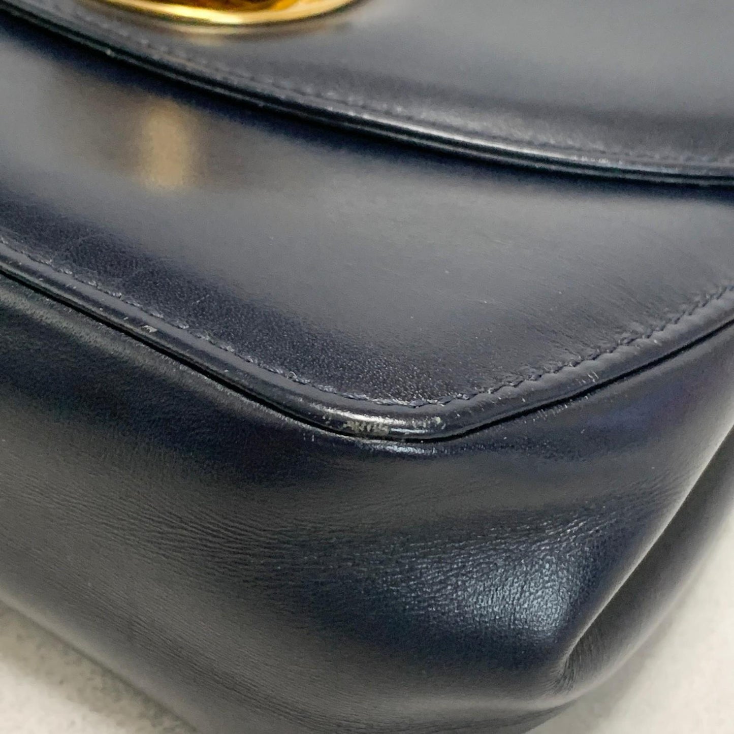 GIANNI VERSACE Shoulder Bag Purse Medusa Leather Dark Navy Women's Auth Used