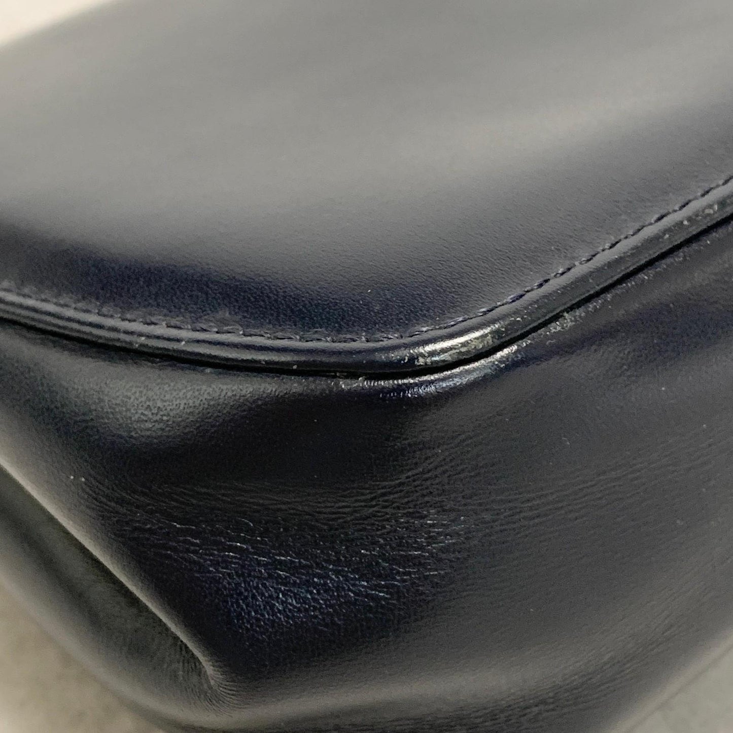 GIANNI VERSACE Shoulder Bag Purse Medusa Leather Dark Navy Women's Auth Used