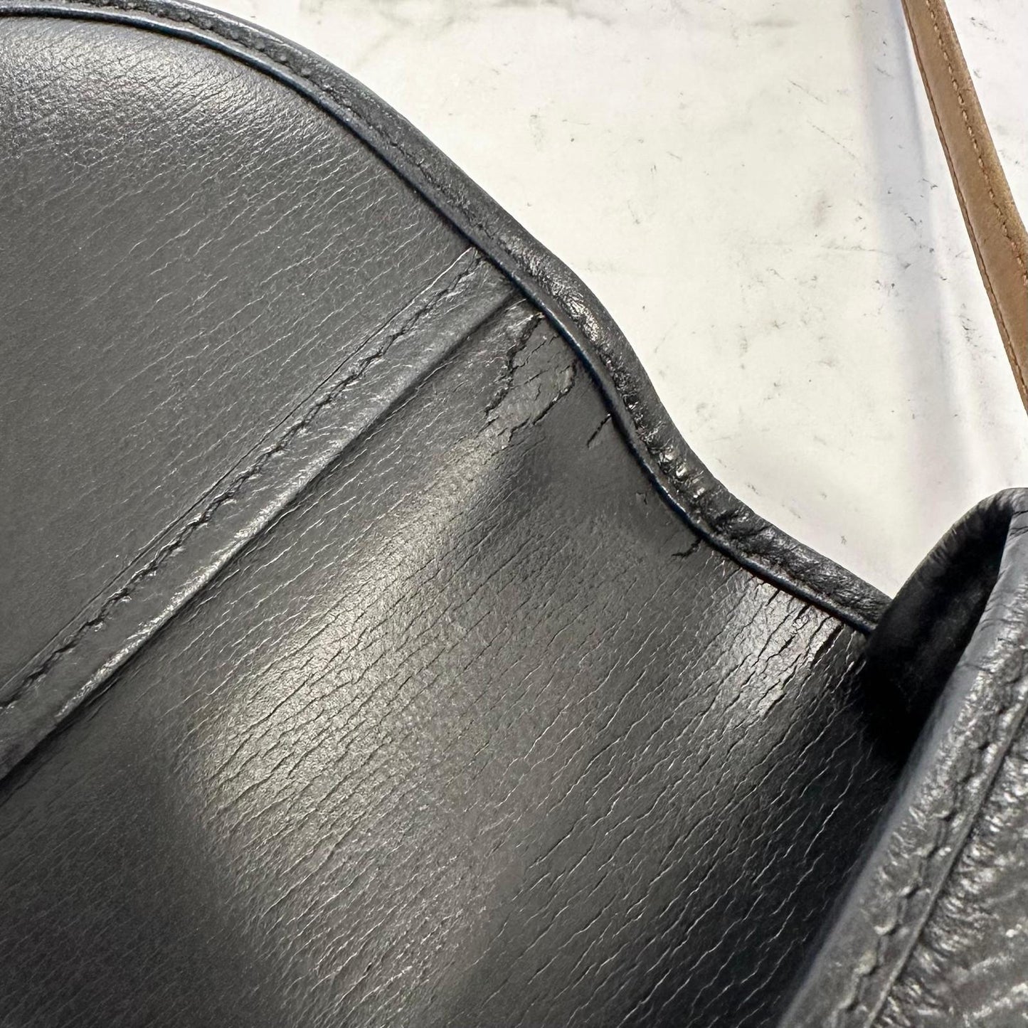 Christian Dior Shoulder Bag Purse CD Women’s Black Beige Leather Used Authentic