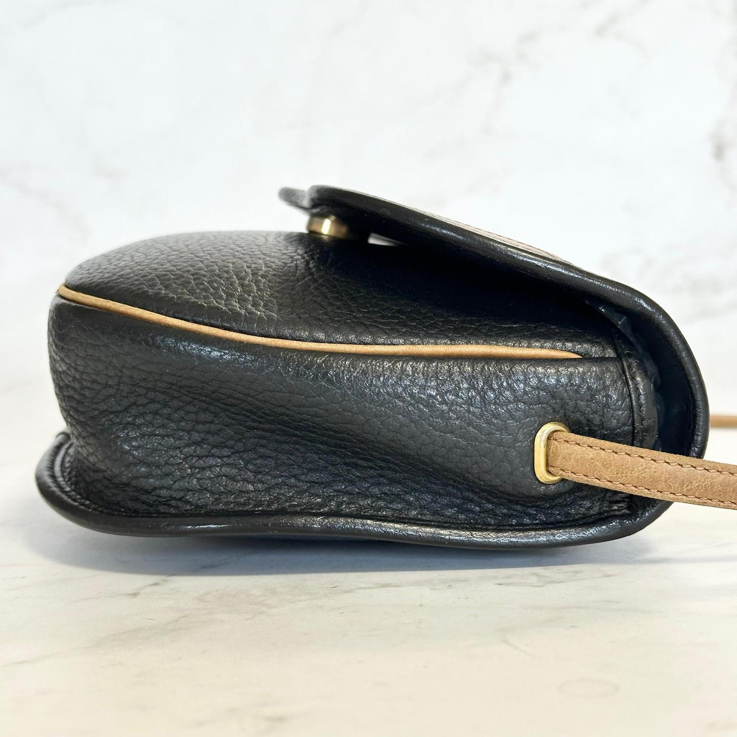 Christian Dior Shoulder Bag Purse CD Women’s Black Beige Leather Used Authentic