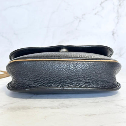 Christian Dior Shoulder Bag Purse CD Women’s Black Beige Leather Used Authentic