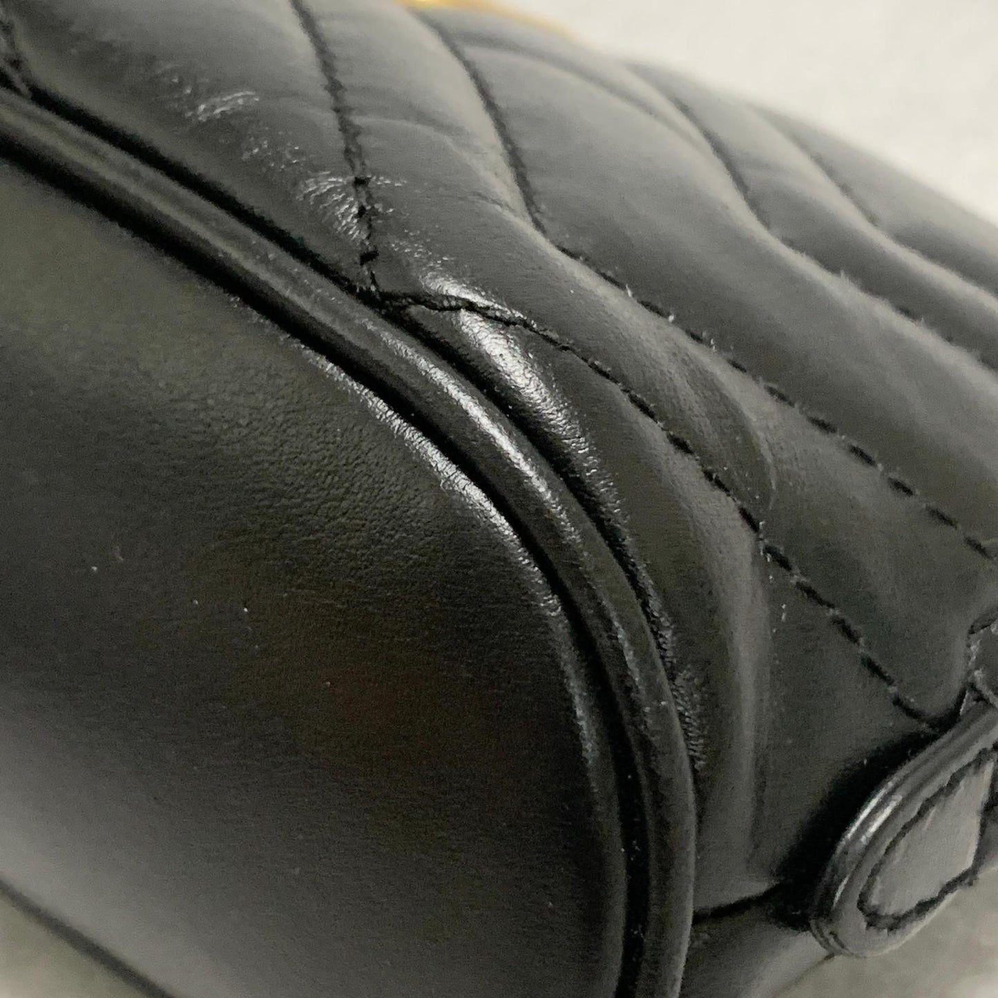 GUCCI Cosmetic Pouch GG Marmont Quilted Purse Leather Black Used Authentic