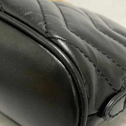 GUCCI Cosmetic Pouch GG Marmont Quilted Purse Leather Black Used Authentic