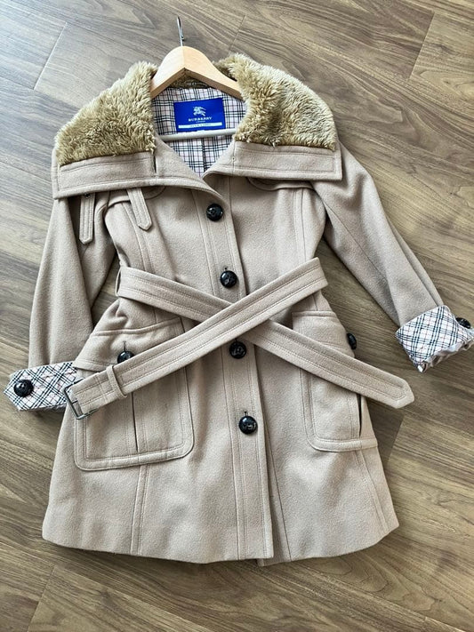 BURBERRY BLUE LABEL Coat Nova Check Asian fit M US size S Beige Authentic