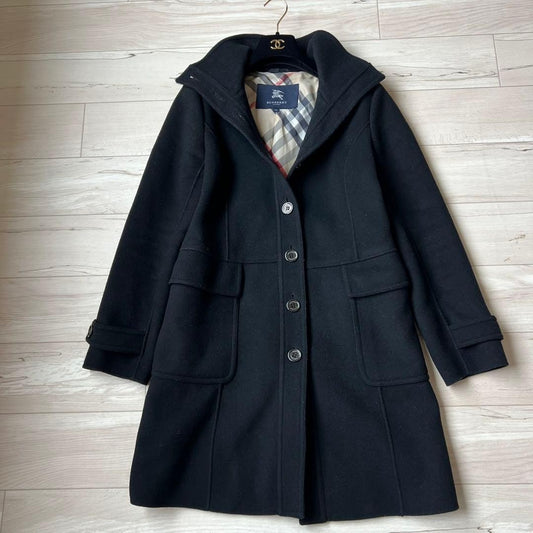 BURBERRY LONDON Coat Nova Check Asian fit L 40 US size M Black Authentic