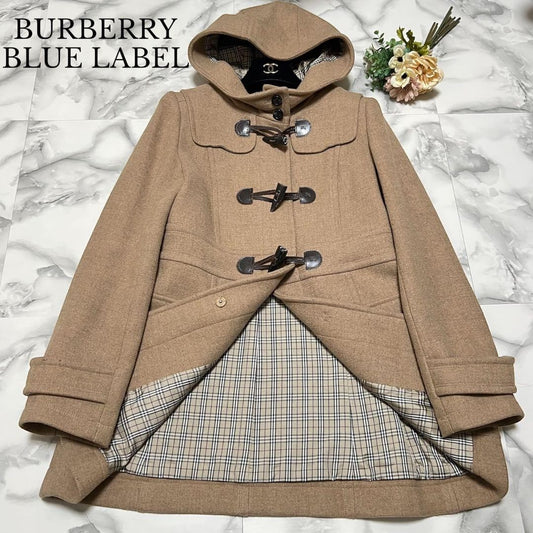 BURBERRY BLUE LABEL Coat Nova Check Asian fit L 40 US size M Camel Authentic
