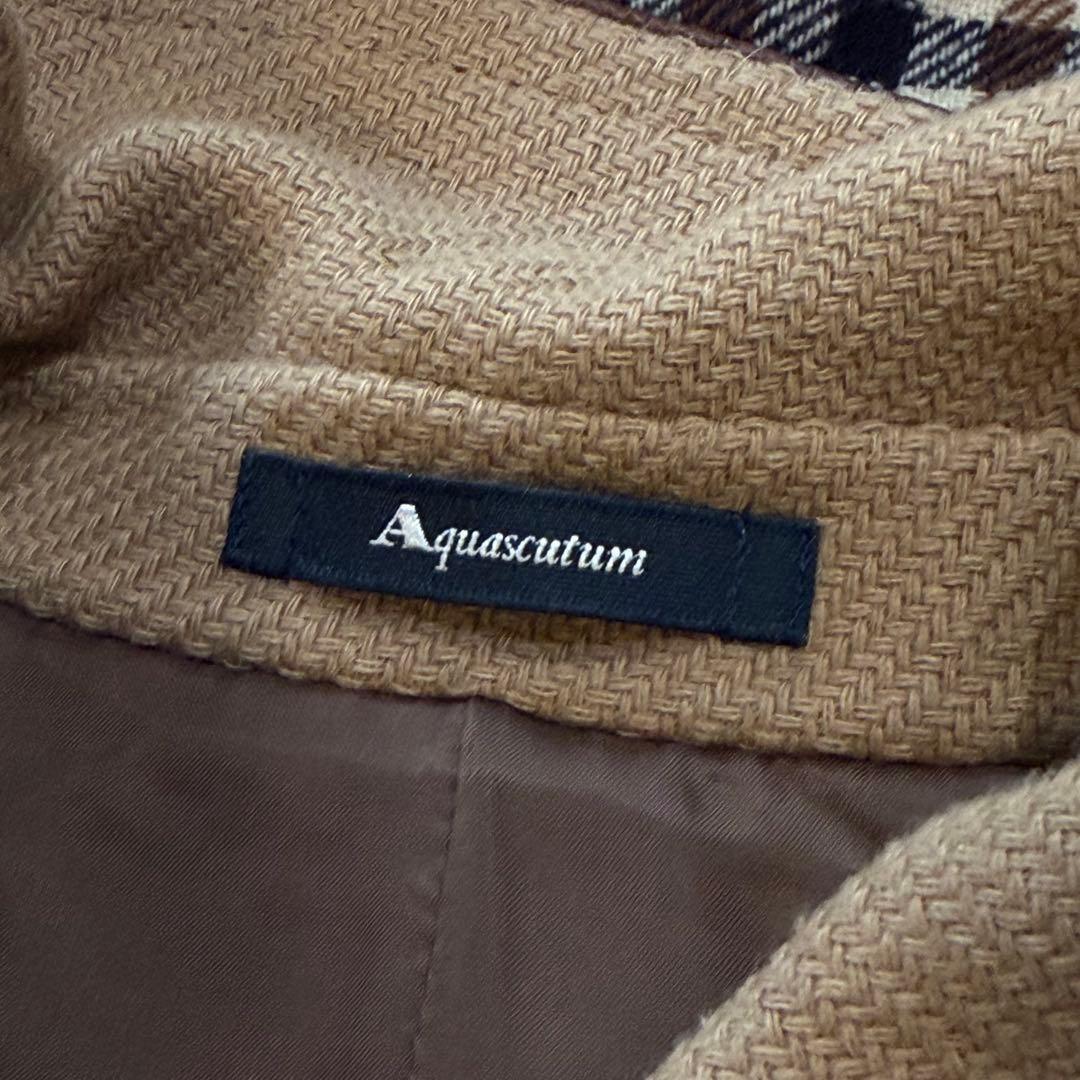 Aquascutum LONDON duffle Coat Club Check Asian fit L US size M Brown Authentic