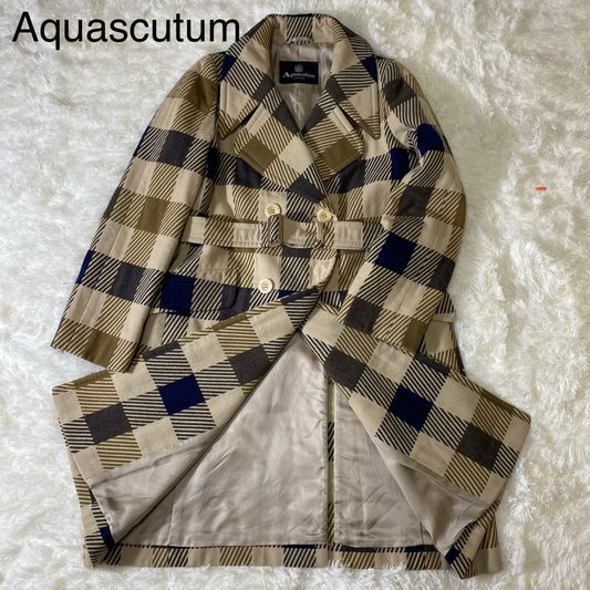 Aquascutum Trench Coat Asian fit M US size S Beige Brown Navy Authentic