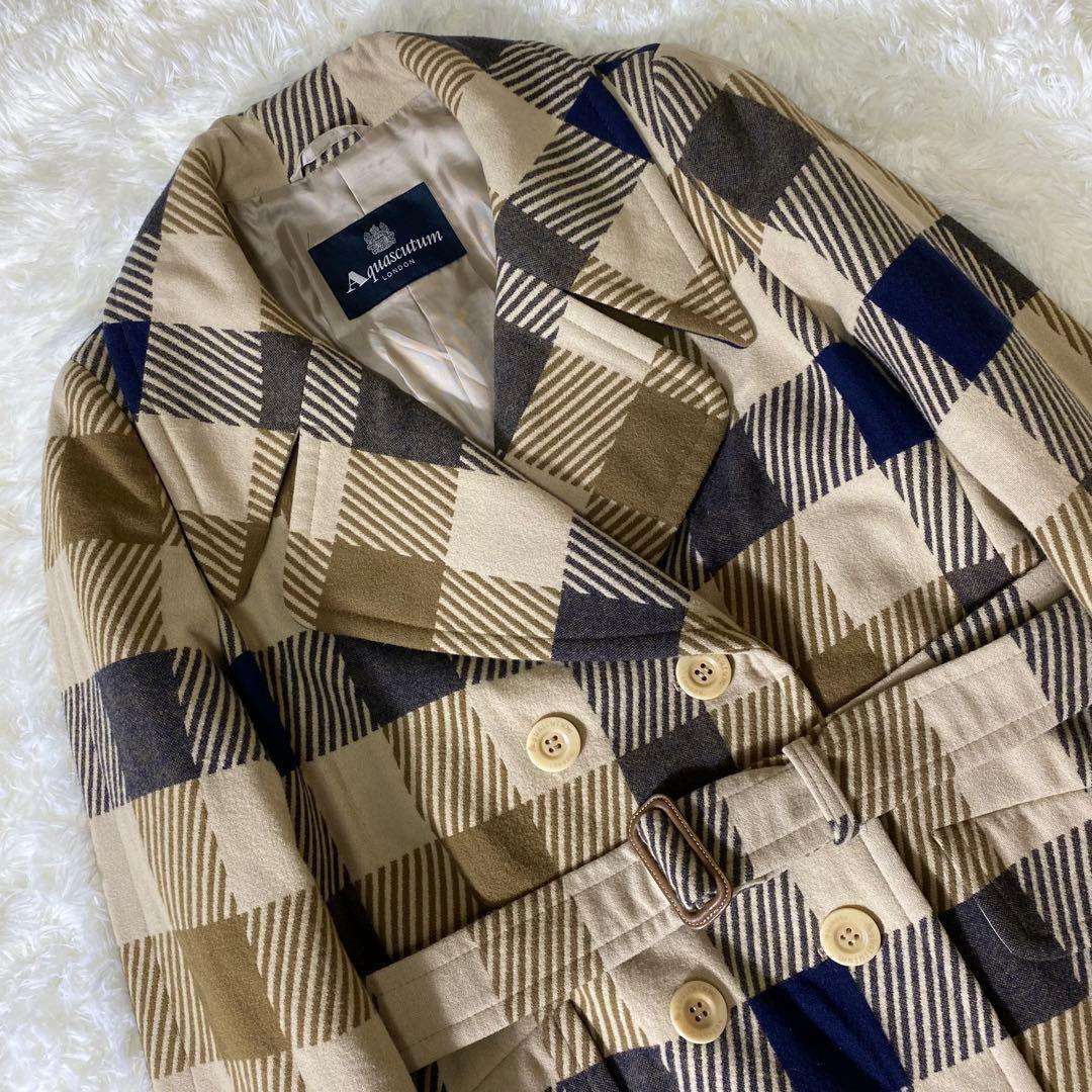 Aquascutum Trench Coat Asian fit M US size S Beige Brown Navy Authentic