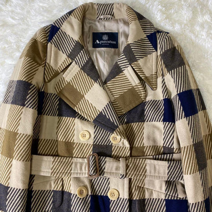 Aquascutum Trench Coat Asian fit M US size S Beige Brown Navy Authentic