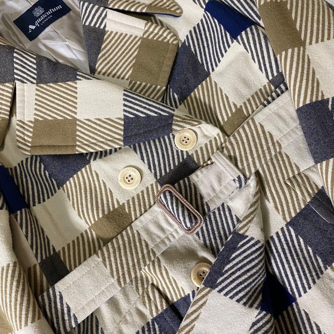 Aquascutum Trench Coat Asian fit M US size S Beige Brown Navy Authentic