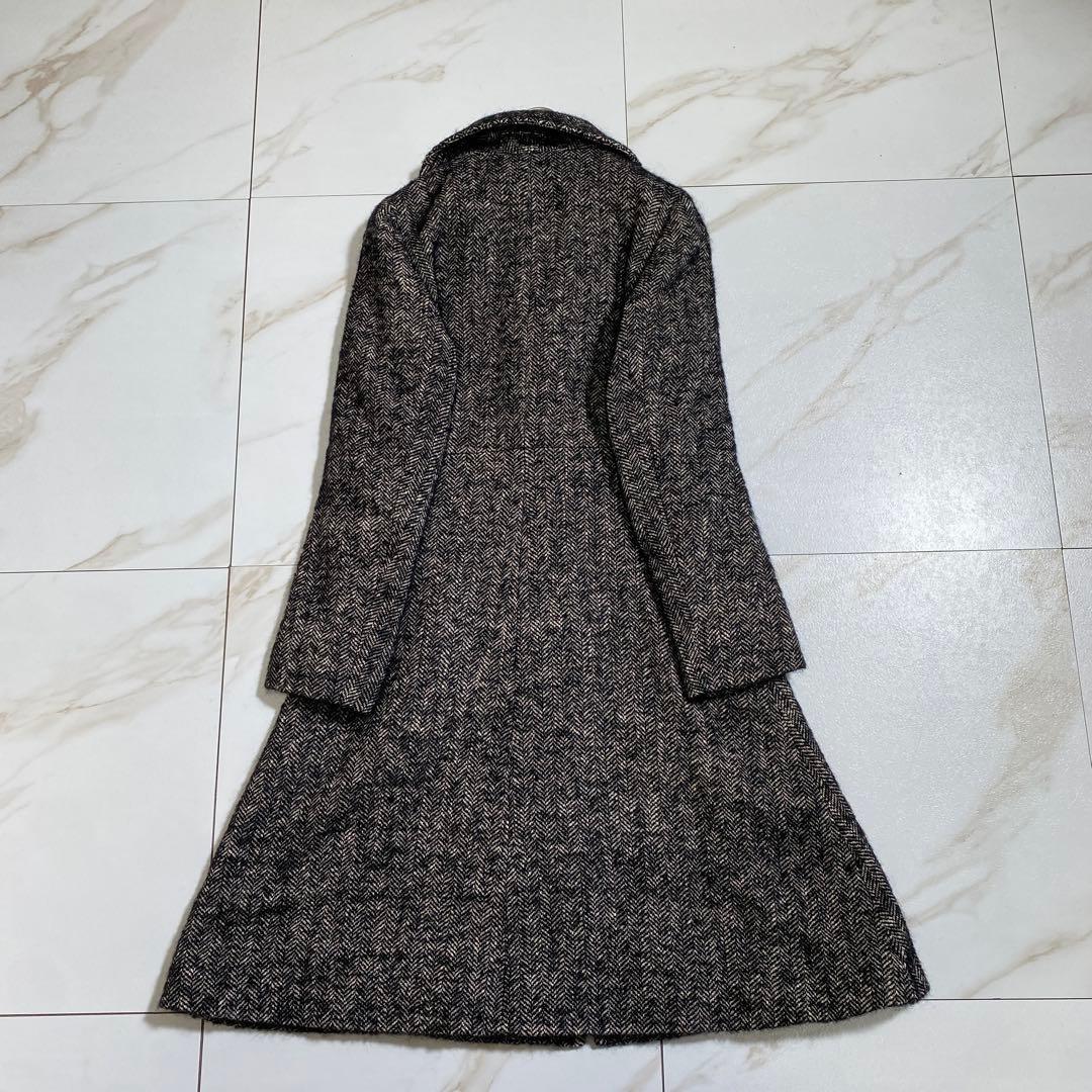 Aquascutum Long Coat Asian fit M US size S Black White Authentic