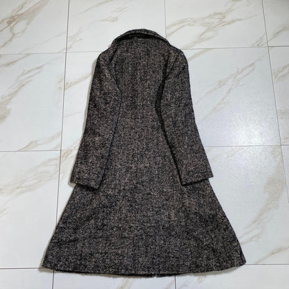 Aquascutum Long Coat Asian fit M US size S Black White Authentic