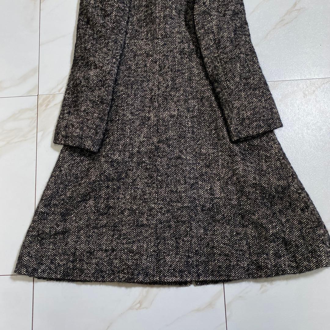 Aquascutum Long Coat Asian fit M US size S Black White Authentic