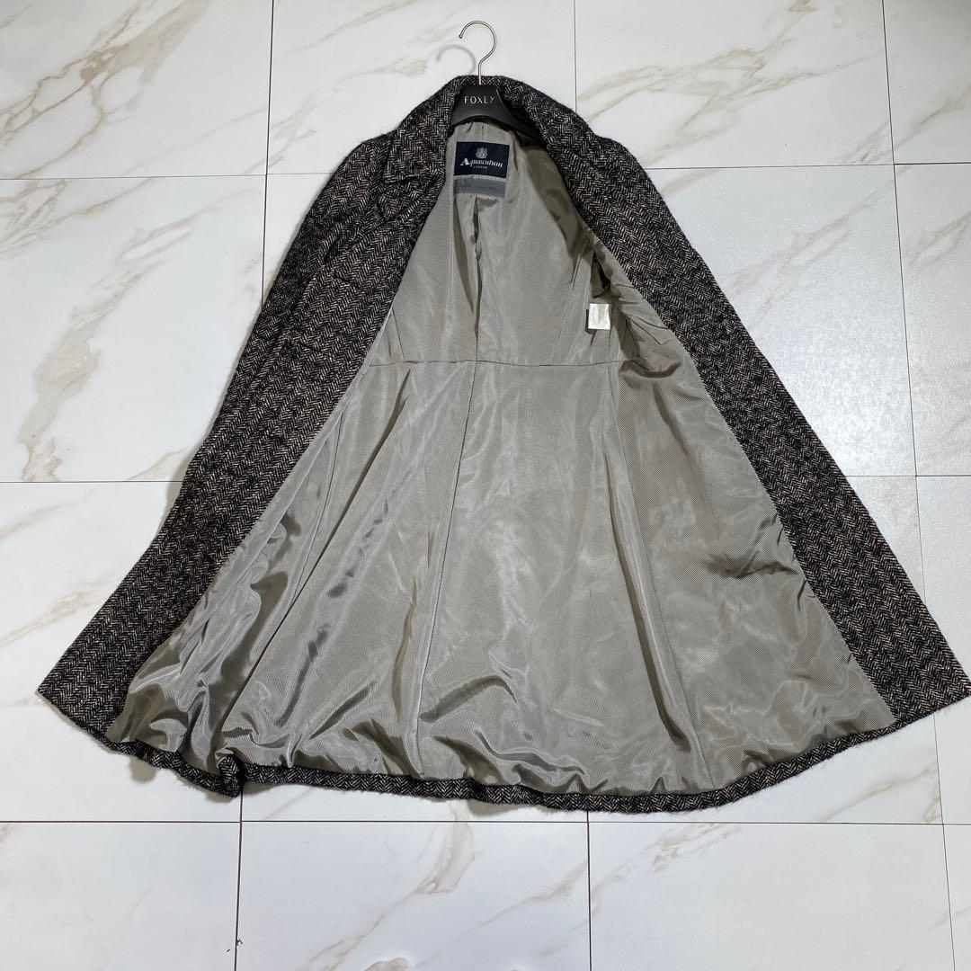 Aquascutum Long Coat Asian fit M US size S Black White Authentic