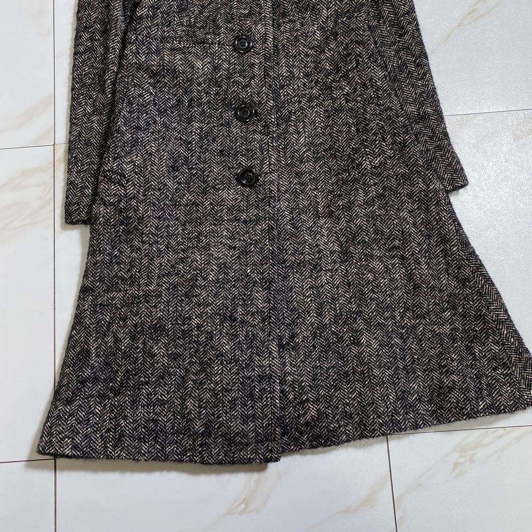 Aquascutum Long Coat Asian fit M US size S Black White Authentic