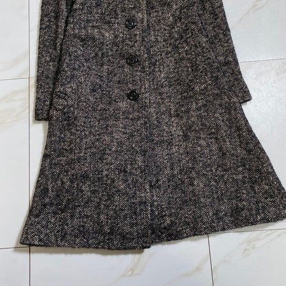 Aquascutum Long Coat Asian fit M US size S Black White Authentic