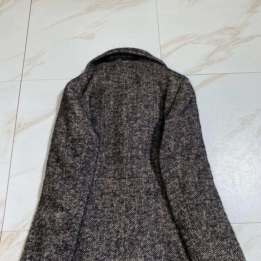 Aquascutum Long Coat Asian fit M US size S Black White Authentic