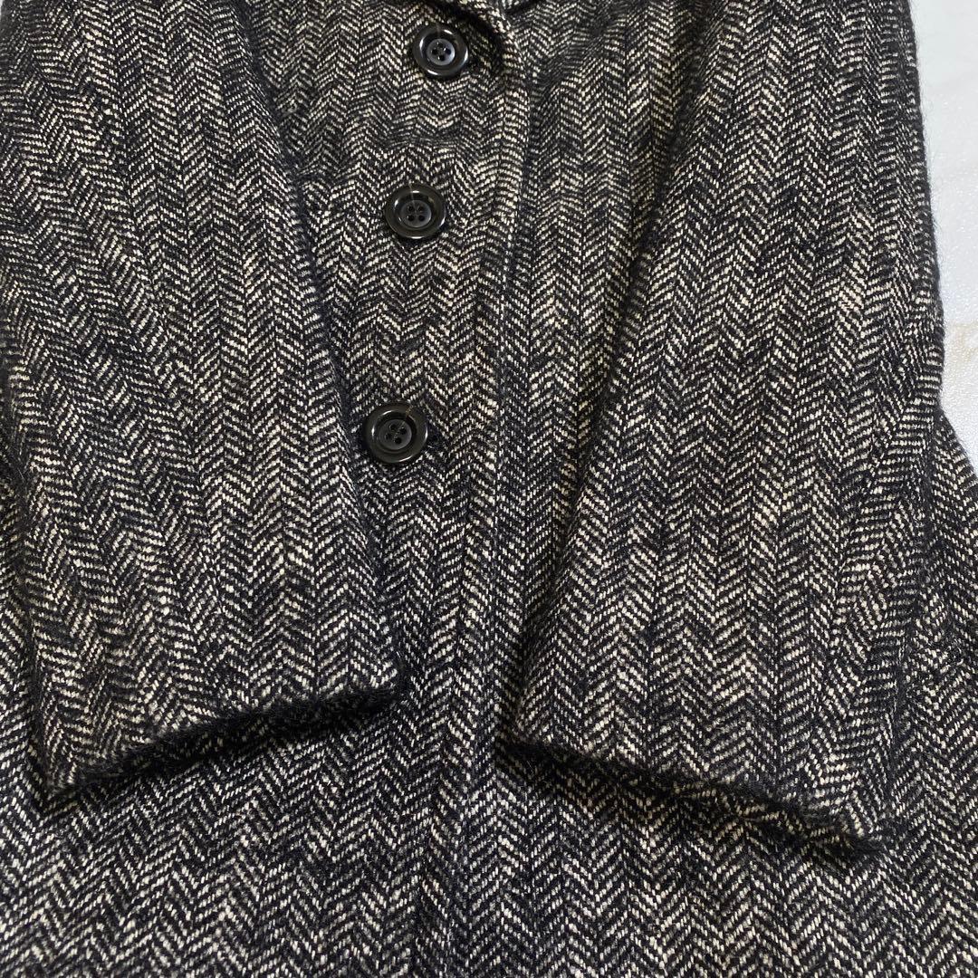 Aquascutum Long Coat Asian fit M US size S Black White Authentic