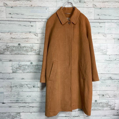 Aquascutum Long Wool Coat Asian fit M US size S Camel Brown Authentic