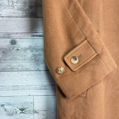 Aquascutum Long Wool Coat Asian fit M US size S Camel Brown Authentic