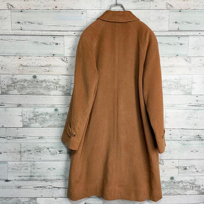 Aquascutum Long Wool Coat Asian fit M US size S Camel Brown Authentic