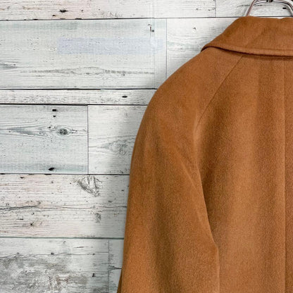 Aquascutum Long Wool Coat Asian fit M US size S Camel Brown Authentic