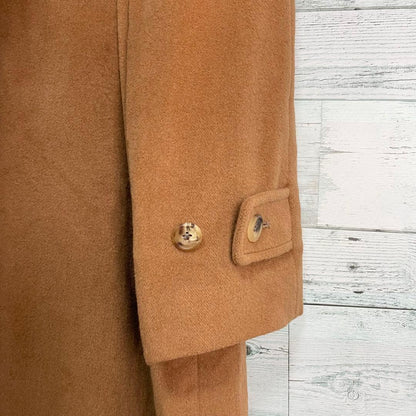 Aquascutum Long Wool Coat Asian fit M US size S Camel Brown Authentic