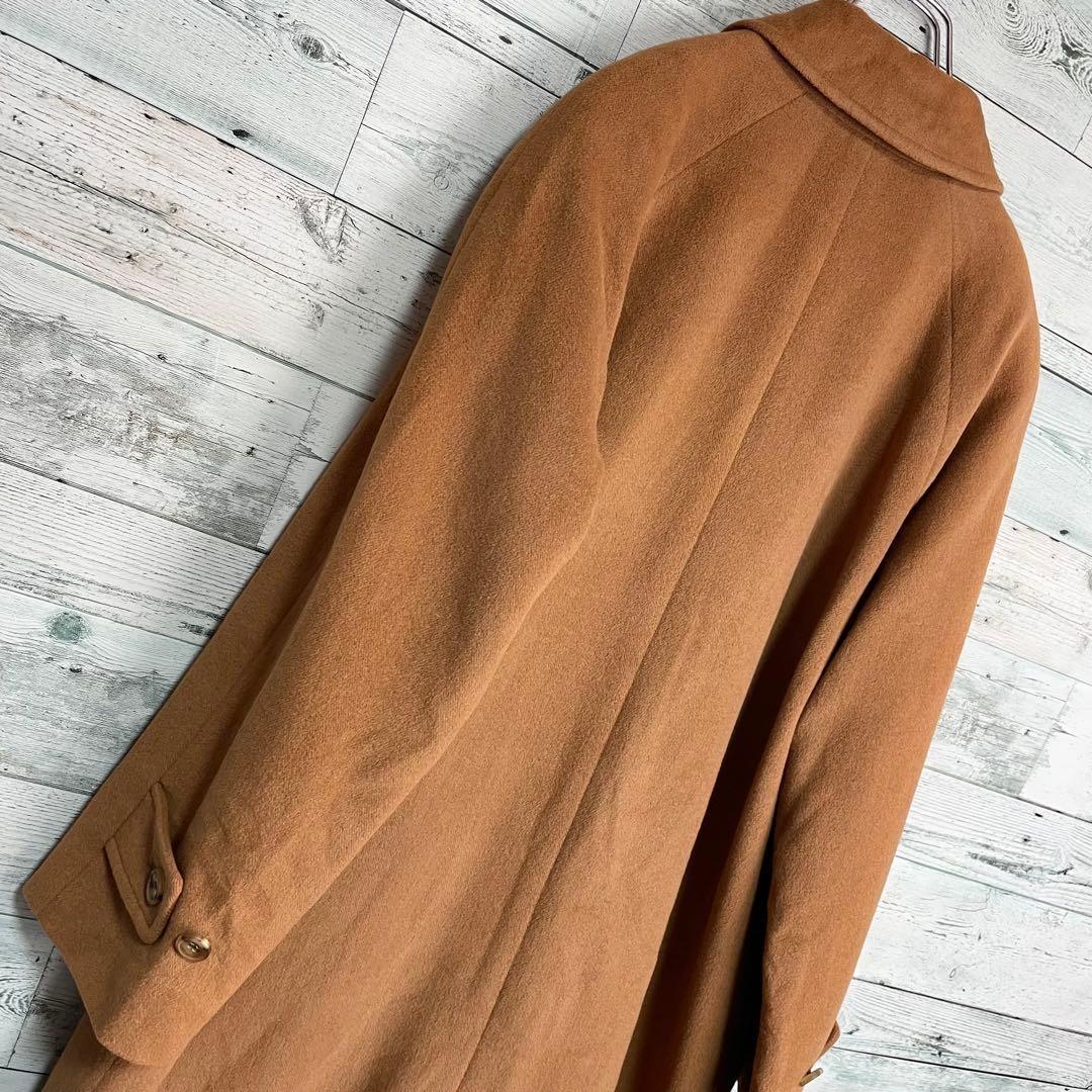 Aquascutum Long Wool Coat Asian fit M US size S Camel Brown Authentic