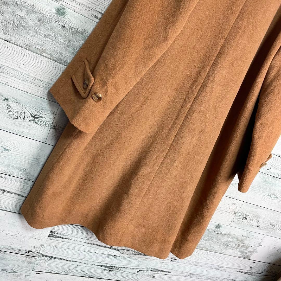 Aquascutum Long Wool Coat Asian fit M US size S Camel Brown Authentic