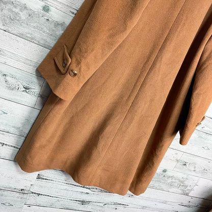 Aquascutum Long Wool Coat Asian fit M US size S Camel Brown Authentic