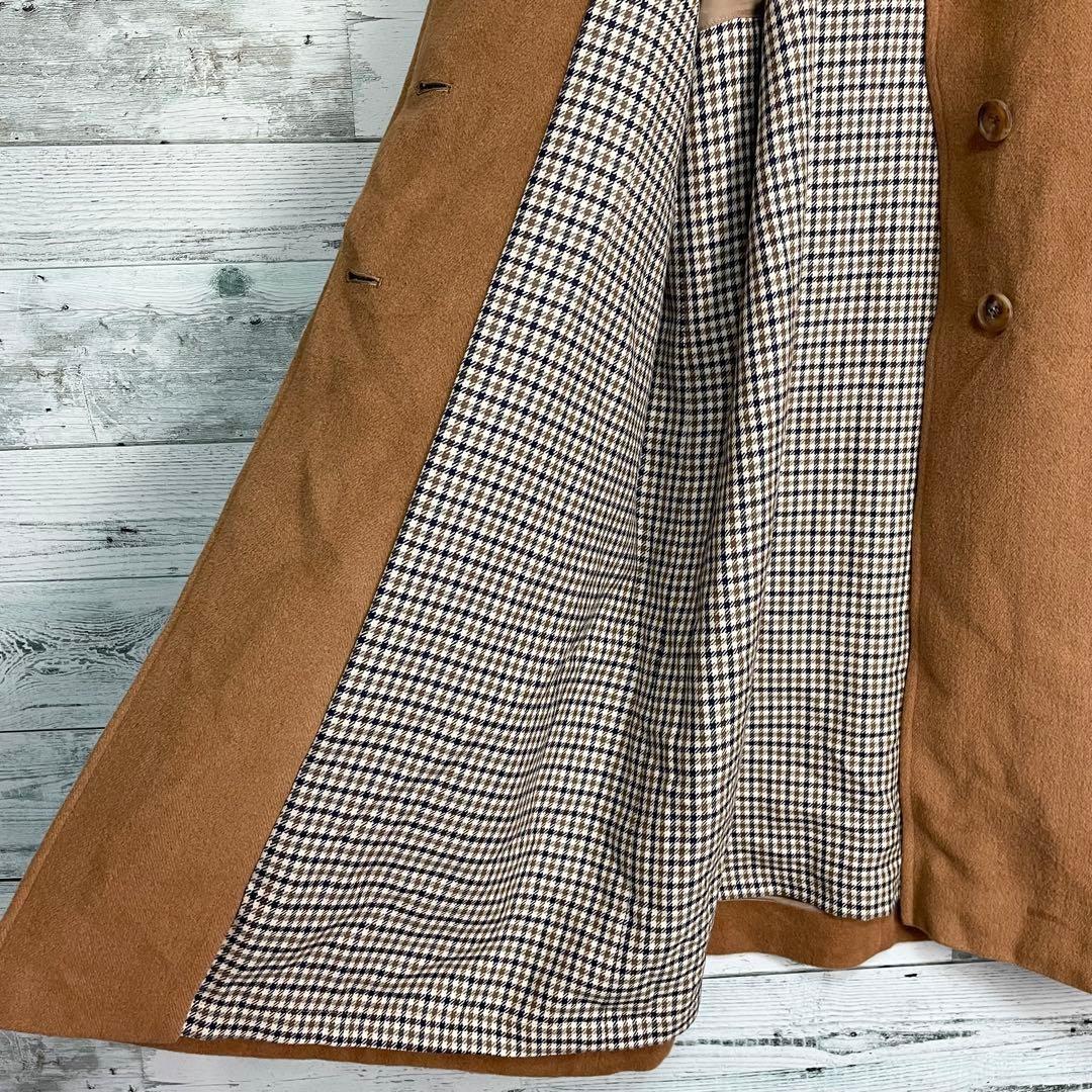 Aquascutum Long Wool Coat Asian fit M US size S Camel Brown Authentic