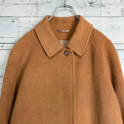 Aquascutum Long Wool Coat Asian fit M US size S Camel Brown Authentic