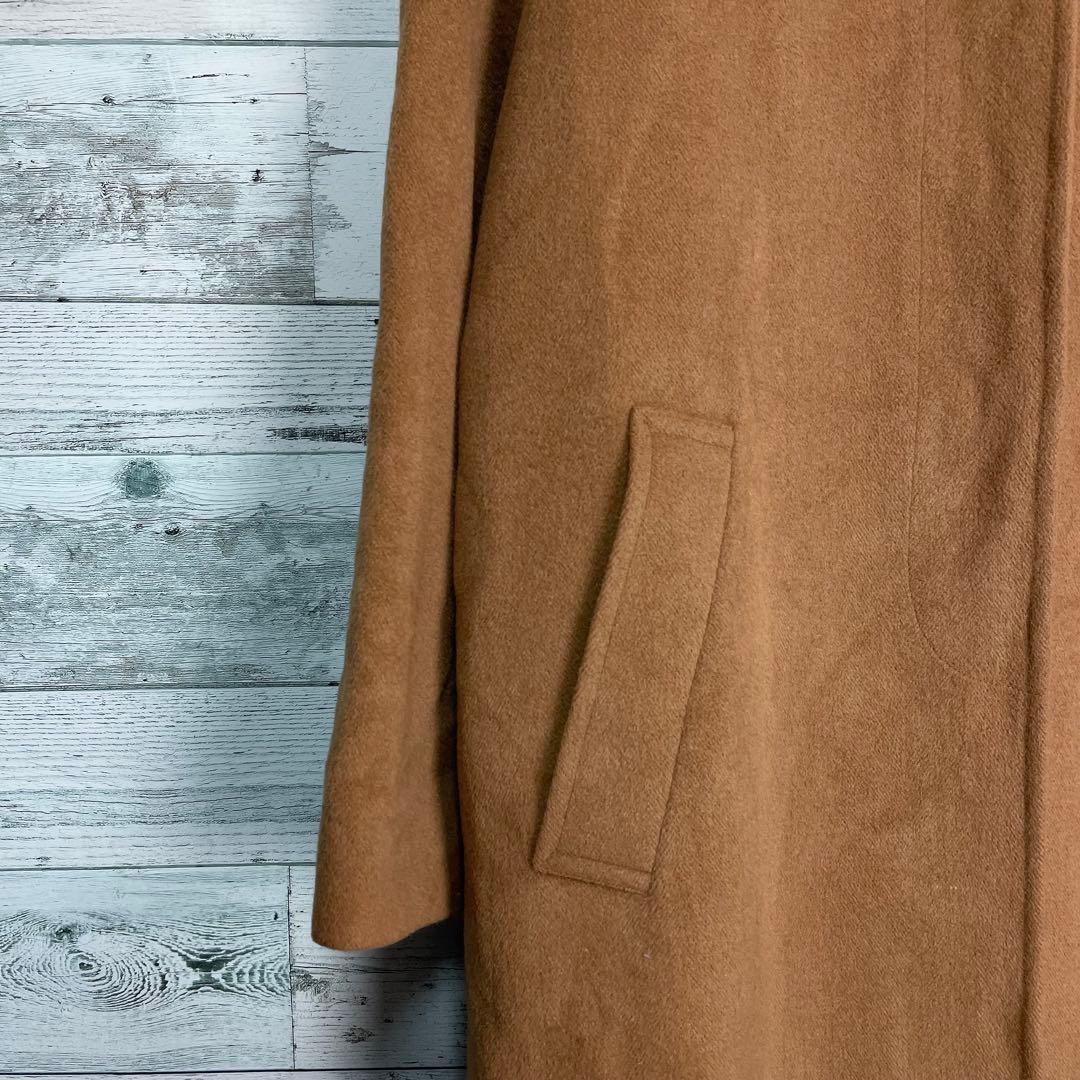 Aquascutum Long Wool Coat Asian fit M US size S Camel Brown Authentic