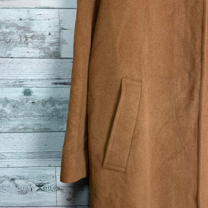 Aquascutum Long Wool Coat Asian fit M US size S Camel Brown Authentic