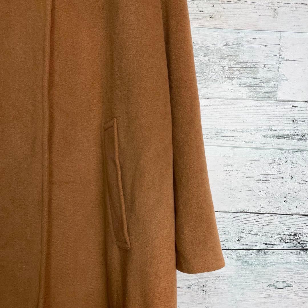 Aquascutum Long Wool Coat Asian fit M US size S Camel Brown Authentic