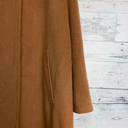 Aquascutum Long Wool Coat Asian fit M US size S Camel Brown Authentic