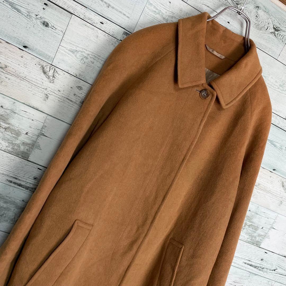 Aquascutum Long Wool Coat Asian fit M US size S Camel Brown Authentic