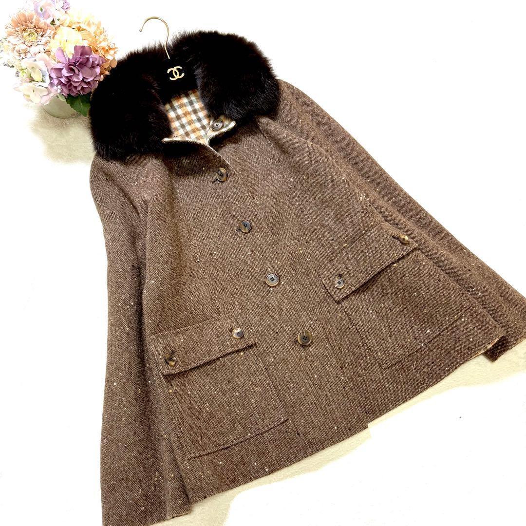 Aquascutum LONDON Wool Coat Asian fit L US size M Brown Authentic