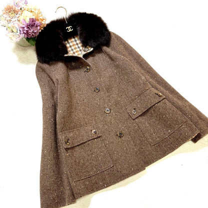 Aquascutum LONDON Wool Coat Asian fit L US size M Brown Authentic