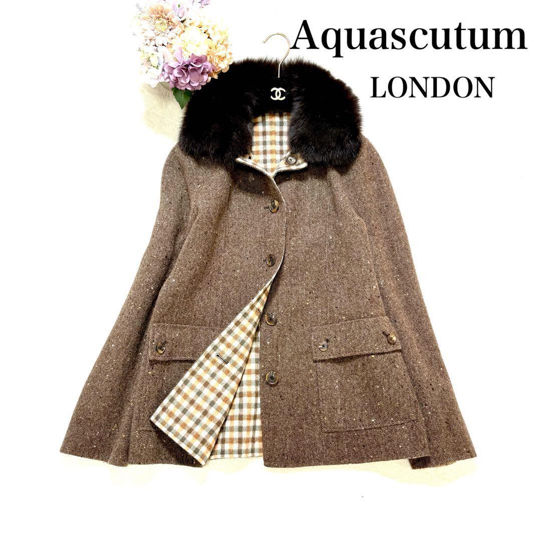 Aquascutum LONDON Wool Coat Asian fit L US size M Brown Authentic