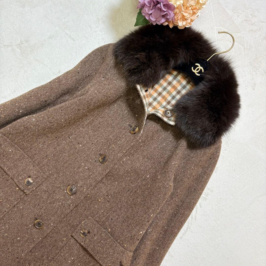 Aquascutum LONDON Wool Coat Asian fit L US size M Brown Authentic