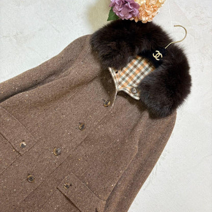 Aquascutum LONDON Wool Coat Asian fit L US size M Brown Authentic