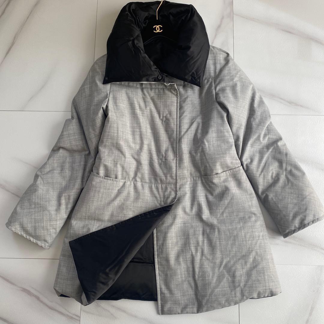 Aquascutum reversible Down Jacket Asian fit M US size S Gray Black Authentic