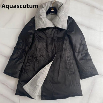 Aquascutum reversible Down Jacket Asian fit M US size S Gray Black Authentic